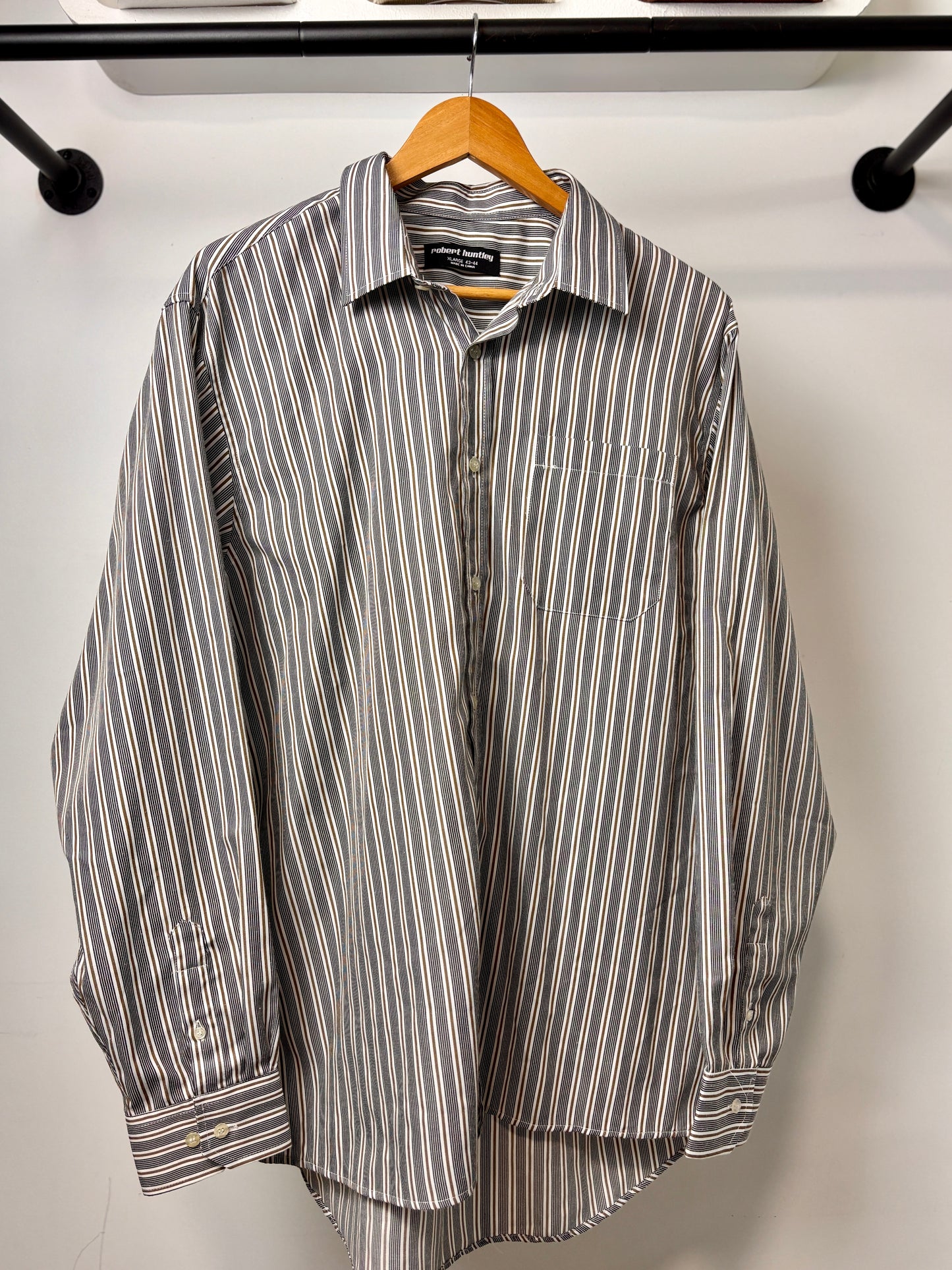 ROBERT HUNTLEY LONG SLEEVE GREY/BROWN STRIPE