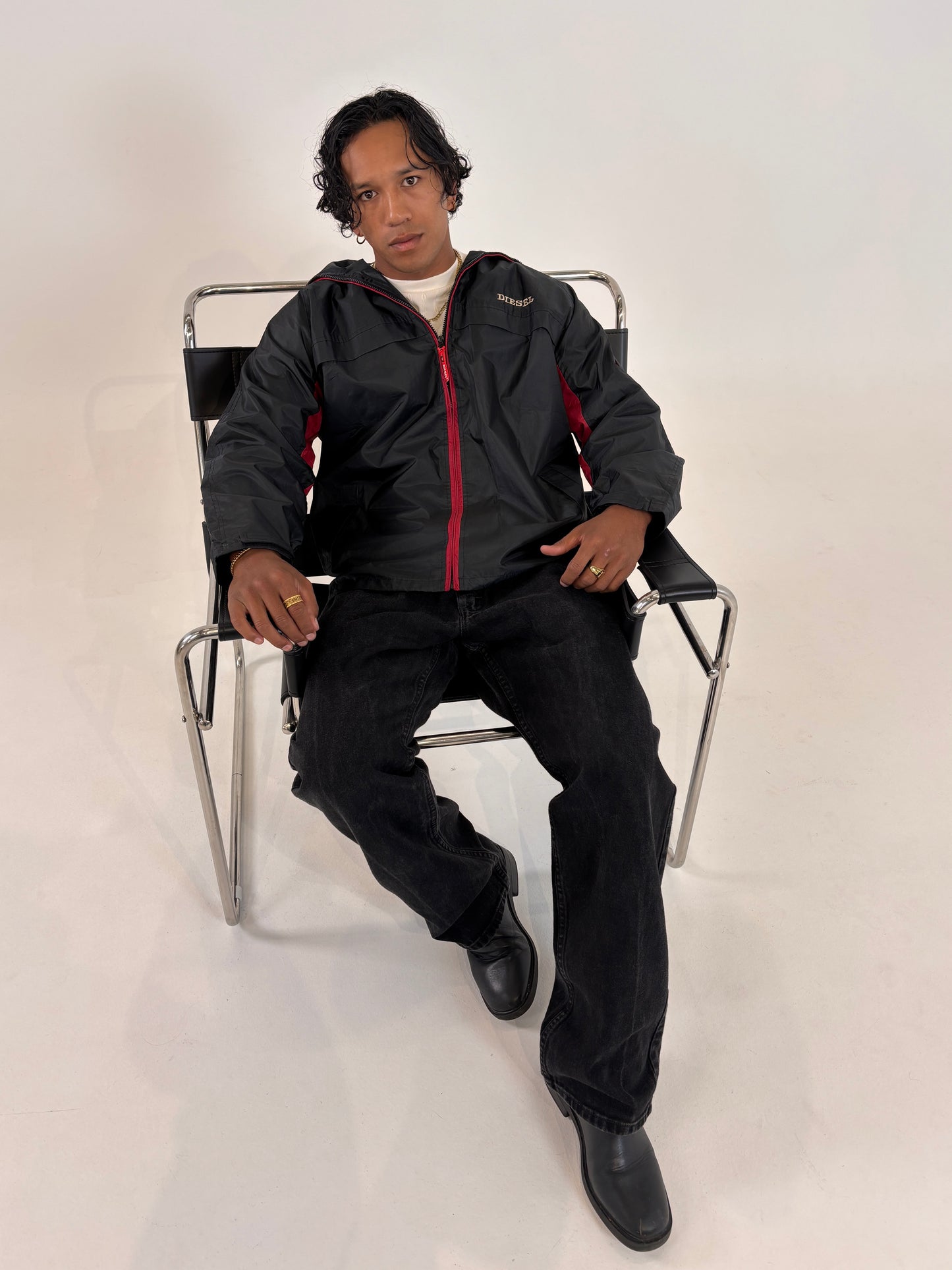 Y2k DIESEL ZIP UP JACKET BLACK