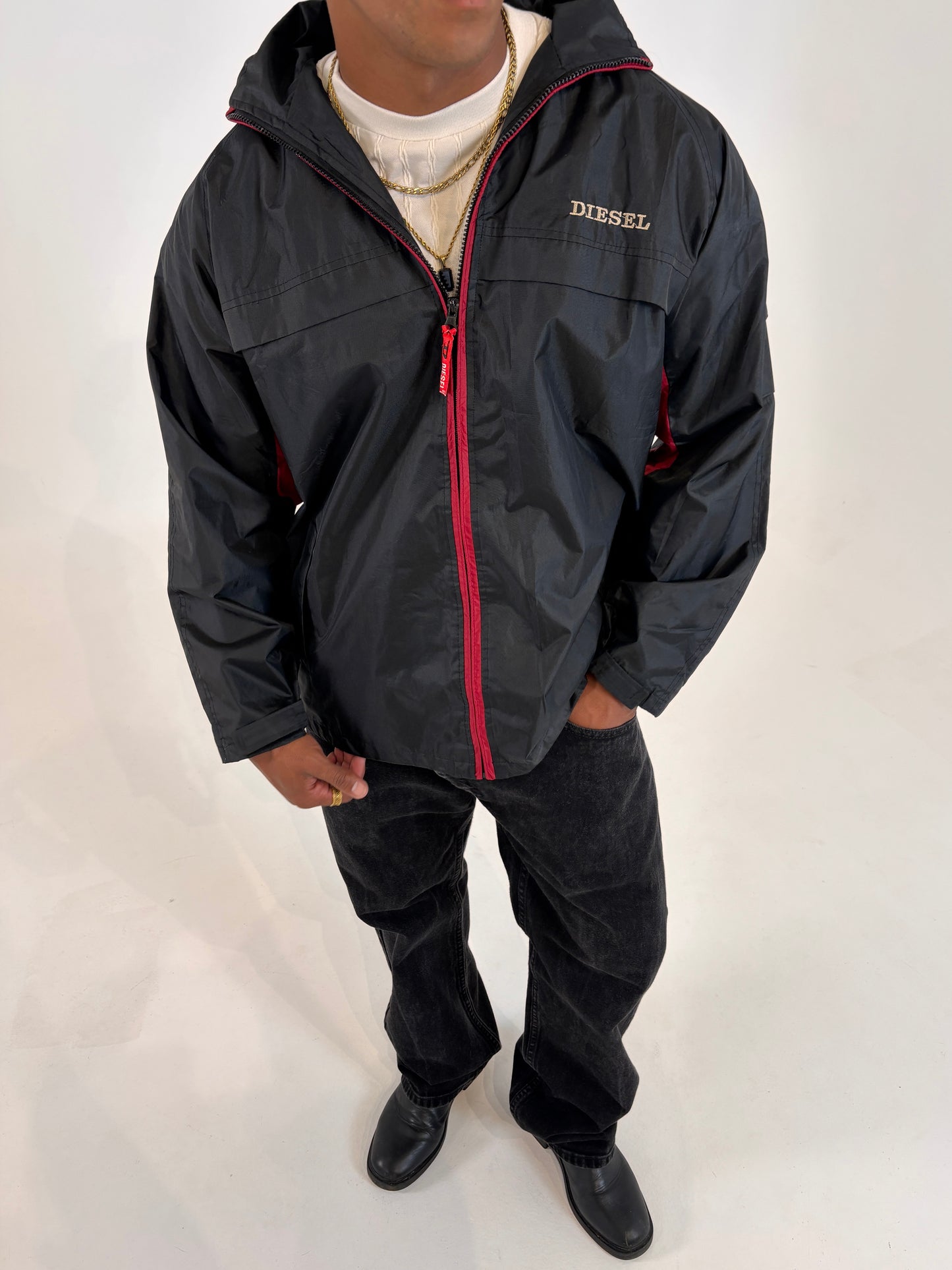 Y2k DIESEL ZIP UP JACKET BLACK