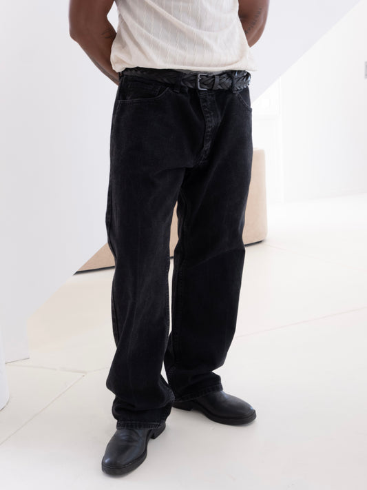 Y2K LEE DUGAREES STRAIGHT FIT JEANS BLACK