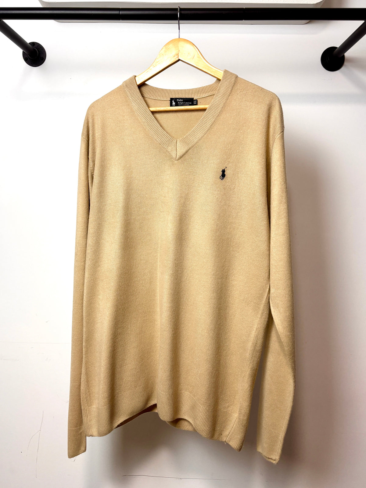 POLO RALPH LAUREN VNECK SWEATER BEIGE
