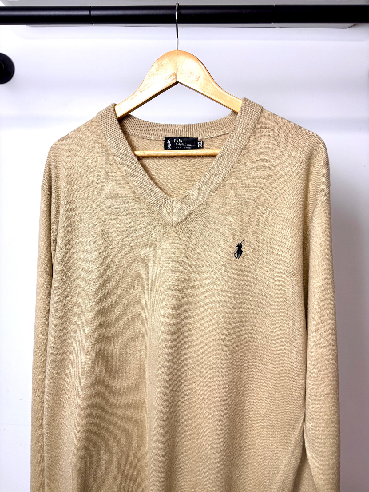 POLO RALPH LAUREN VNECK SWEATER BEIGE