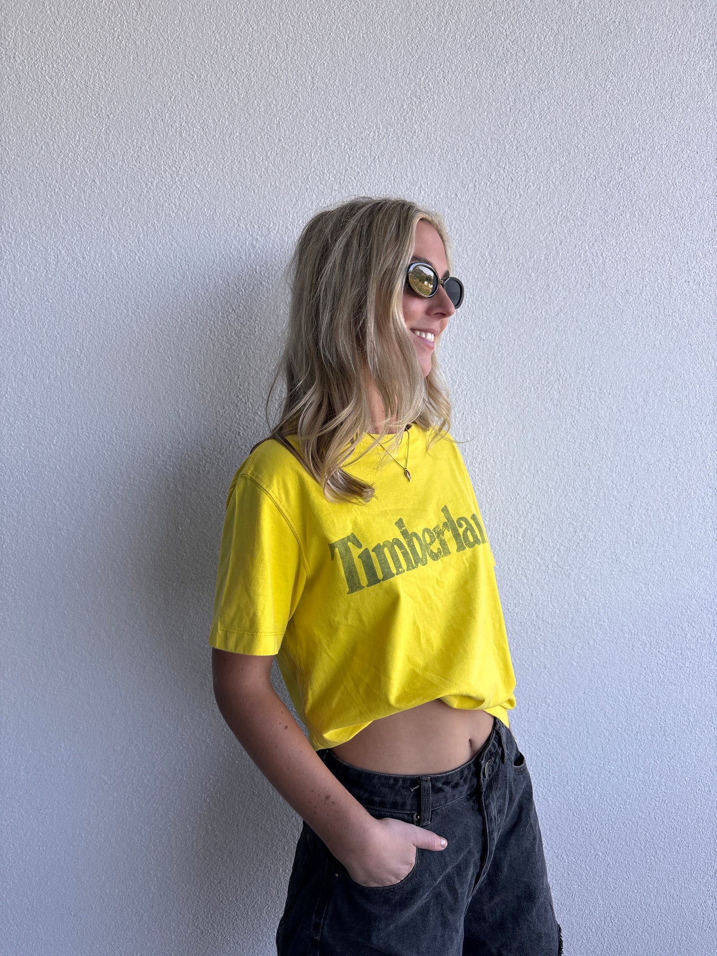 Y2K TIMBERLAND FADED TEE YELLOW