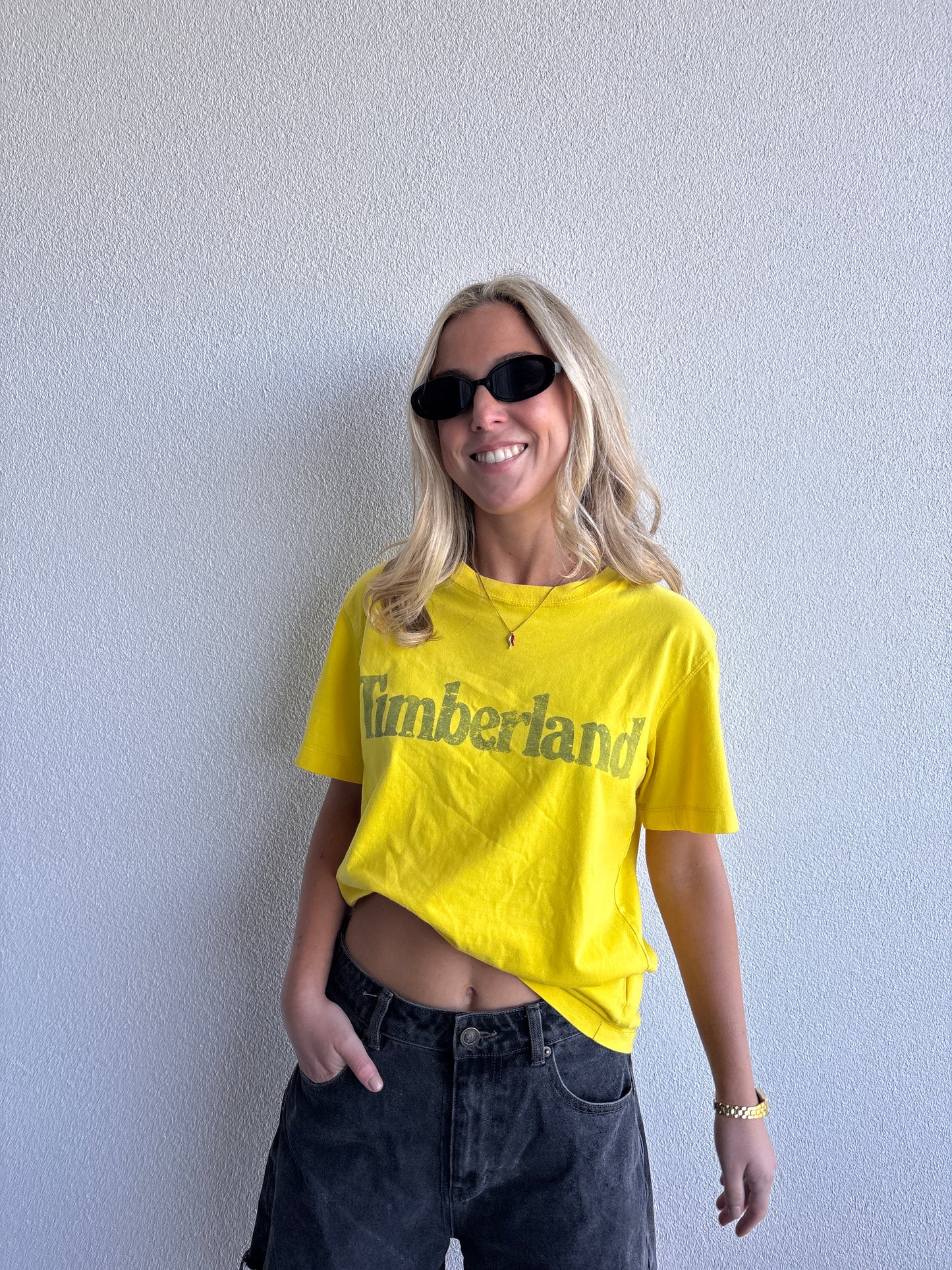 Y2K TIMBERLAND FADED TEE YELLOW