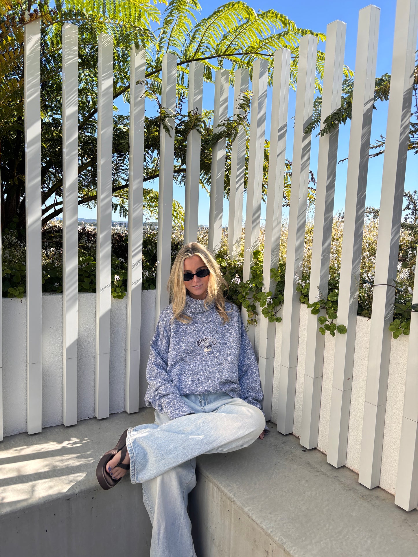 VINTAGE BILLABONG TURTLENECK SWEATER BLUE