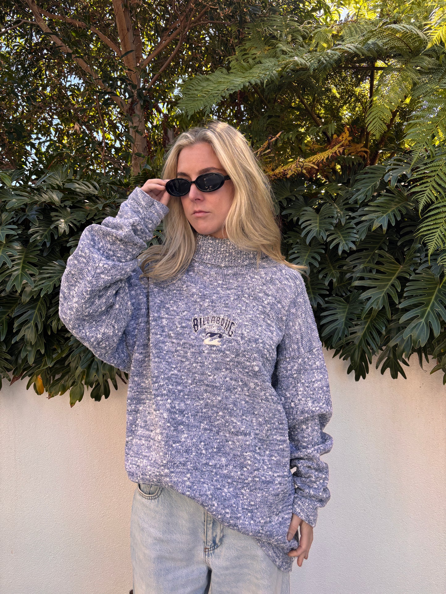 VINTAGE BILLABONG TURTLENECK SWEATER BLUE